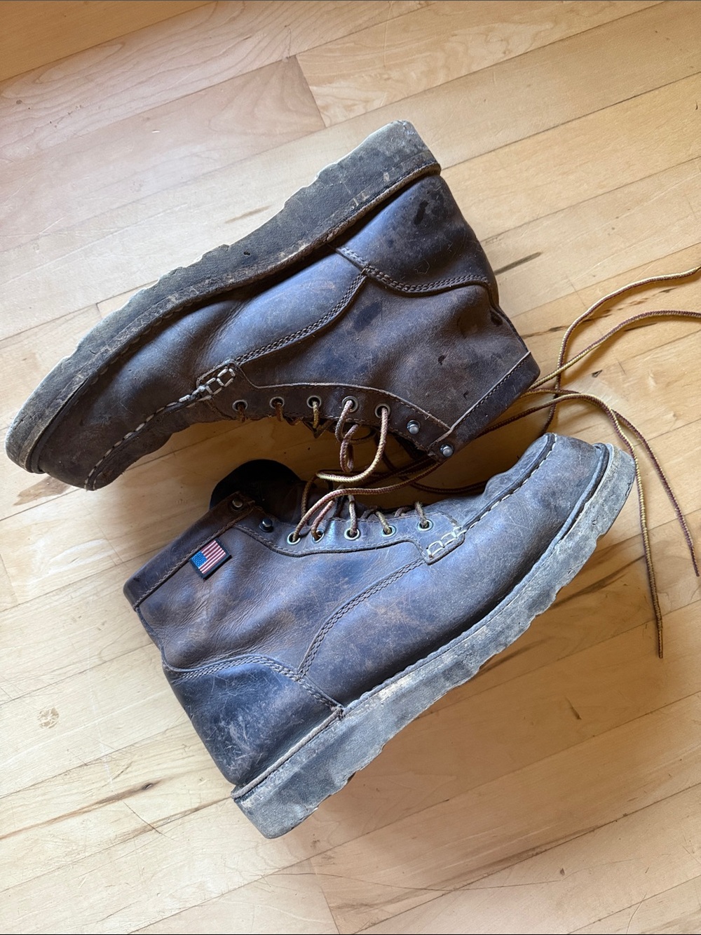Danner Brown Leather Bull Run Moc toe Lace-Up Work Boots 6inch